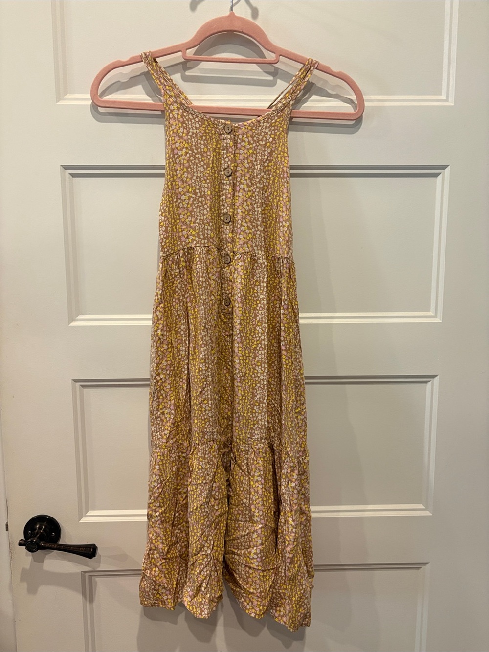 art class Yellow Floral Button-Front Sundress